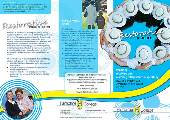 Fairholme College Queensland Australia restorative-practices-brochure page 1